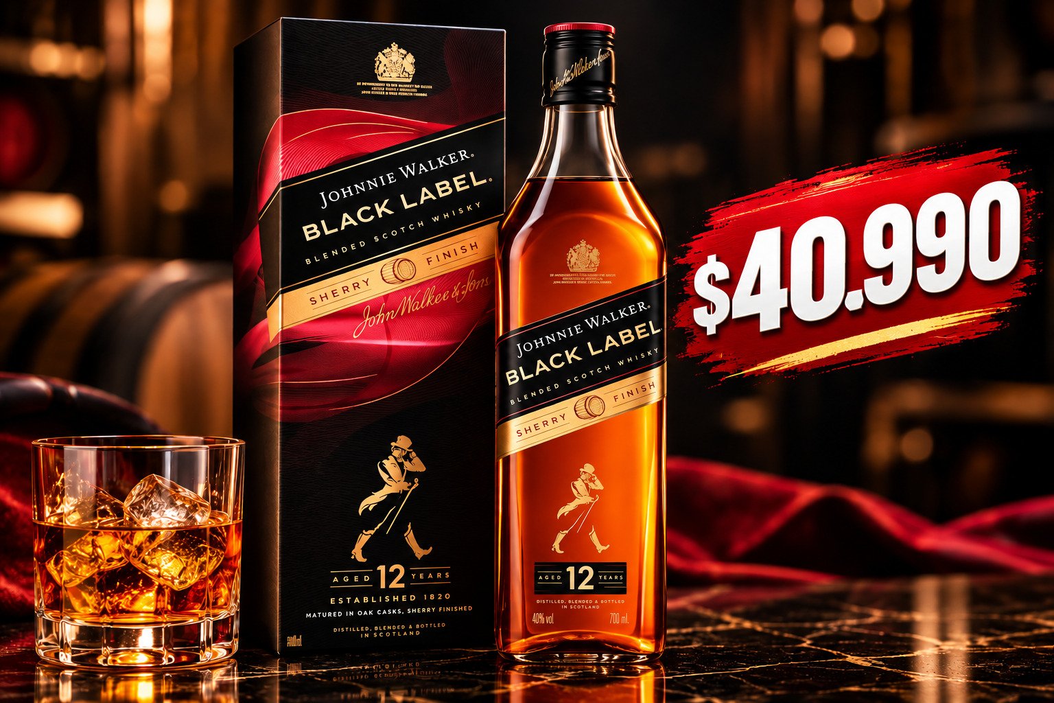 Johnnie Walker Black Label 12 años, $40.990