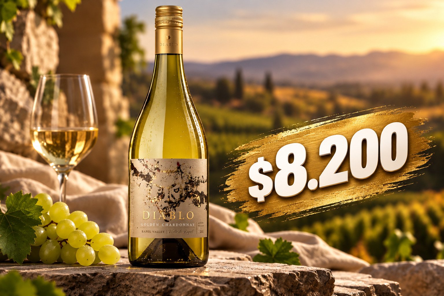 Diablo Golden Chardonnay al atardecer, $8.200